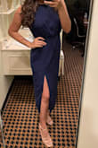 I bought this dress for a wedding. I normally buy mediums but I have a wide back and larger chest so I ordered the large. It was loose on me but even when the dress is a bit loose, it looks nice! - Jennifer C.