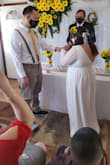 I had a small wedding and thought this dress would be perfect for me because I didn't want it too tight around my belly. It fit perfect except for my bust was a bit tight but still managed to wear it without it bothering me! - Glenda M.