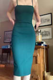 This dress is so flattering! It fits like an actual glove but is still stretchy enough to be comfortable. The slit isn't too high and the neckline is modest enough. The fabric is so soft and thick so you don't even really need a bra. - Erin M.