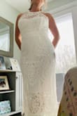 Got this on a whim because it was on super sale, its a size small but I would consider myself a size medium, but it fits perfectly. It's really a beautiful dress and very flattering. Looks so much more expensive than it was! The lace is so pretty yet still very comfortable. - Kerren E.