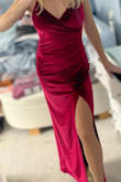 Love this dress! Fit perfectly and is super flattering. Unfortunately, the color is not at all as pictured. I bought this as a bridesmaids dress and it does not match any of the other burgundy dresses! More of a berry color.

Would have kept this dress if I didn't need it to match other dresses because it is very flattering. - Maya P.
