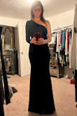 I liked the idea of this dress. The material is thick and great for a winter time event. I didnt like how my skin looked in the cut out  so I'm returning. :/ - Scarlett M.