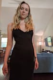 I wore this for my sister's wedding and loved it. My measurements were between a small and medium, and I'm happy I went with medium. It was fitted, but room to comfortably walk. The material feels high quality. - Katherine D.