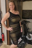 Not sure about the mesh because it wouldn't gather over the boobs!!  But lots of compliments with a pair of heels. Comfortable and stretchy! - DeeAnn W.
