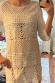 Although this is clearly see through the material is thicker than I would have liked with it being a bathing suit cover-up. It runs big but not too big that it makes you look frumpy. Sadly I returned because I wanted something a little lighter to wear to Mexico. - Jena S.