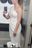 I really like the way this dress looks on me. I don't usually go for asymmetrical styles, but I'm excited to wear this to my rehearsal dinner. The slit on the bust goes a little low, and I may be sewing it up by an inch or two, but otherwise, it looks great! - Megan C.