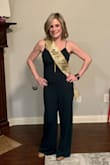 I received so many compliments! I wore this for my 40th birthday and heads were turning all night. The back is probably my favorite part. Usually, I stay away from jumpsuits because they're difficult to take off in the restroom. This one is easy! I did have to alter the length by about a foot but that's to be expected on my small frame. - Kimberly F.