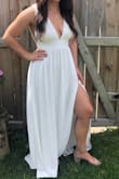 This dress was so beautiful and couldn't have fit better. It was long but I'm only 5'3" so it was expected. Wasn't see-through at all! - Evynn A.