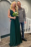 I wore this dress for my wedding and it was beautiful and comfortable. It was about an inch long but was fine with heels. I would recommend it!! - Sarah H.