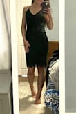 I wore those dresses for Valentine's Day. It fits perfectly and is stunning. The shape is sexy, the lace is fabulous, and the knee-length is so classy! - Holly G.