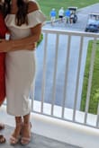 I wore this to my rehersal and rehersal dinner and it was just perfect! It fit great and was so comfortable! The fit on me was a just little snug in the hips/butt but not super tight fitting, so it was very classy and appropriate and a little sexy too! - Samantha C.