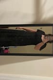 I think that this dress is perfect for people who have large busts as well as small busts. I have big boobs, waist and hips are about the same size. I've got a gut. This is a very slimming dress and makes your boobs look good. I just think it's a bit long but it's very pretty. There is like a black slip underneath and then the like black mesh kinda thing. - Sarah B.