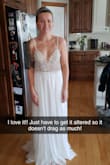 I had seen a similar dress for close to $1,000, so to get this dress for only $220 is a steal! It is made really well and looks fantastic. I was a bit worried because my cup size is so small and the dress is backless, but it actually has built-in support, so no strapless bra is needed! The length is a little long on me, so it drags a bit, but that will be an easy fix! I am so happy with this purchase, and I can't wait to wear it at my wedding in August! - Catrina H.