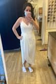Loved this dress! Very comfortable and pretty! Fit perfectly.
Will need to wear an underdress with it, since it's a bit see-through in the back material. - Merav V.