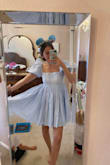 It's cute, comfortable, the blue is a perfect shade. - Sarah C.