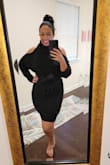 Love this.  I am a 36C, 5'8, 164 pounds. This fits almost perfectly in size large, but since I have hips, it comes up a little higher in the back than what I wanted, but not so much that I would wear the next size.  It would be perfect for a night out with friends or a date.  The XL was too big. - Tamara O.