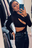 this crop top is so comfortable, and it fits me perfectly! I'm a 34B so no accidents happened to me since it was quite snug. I did use sticky boobs for this top. Perfect for my date night! - Katheryn K.