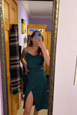 All the other reviews I saw said to order a size small for my body type, but I'm glad I ordered an xs! Fit pretty well, it is a little loose around the waist though. Loved the colour, I do wish the slit was a bit more obvious though! - Jenna C.