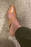 I love these shoes. Perfect for spring/fall, when it's not mild enough for a sandal, but not cold enough for a boot or full coverage shoe. They are super comfortable with a perfect heel height, the nude will go with everything, and they fit great. I would definitely size at least a half size down. - Virginia B.