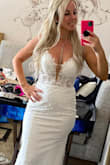 The dress was perfect for my Hawaii Wedding. Simple but beautiful detail. The bottom was stretchy so it was easy to walk in and not restricting. I was SO HAPPY with the purchase and the price! - Amanda R.