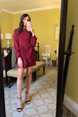 This dress is so cute and so flattering. I normally fit an XS perfectly (and that's what I am wearing) but the sleeves were a little short and it is slightly tight in my waist, so if you are between sizes I would size up. Other than that I love it!! - Melanie R.