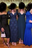 Stunning dress! It was just what I needed for a wedding. I wore 2in heels- taller heels made the dress look like it was an awkward length. Only downside was you could see my bra so I had to use a safety pin and I was self conscious of it all night. - Grace G.