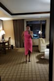 Love this dress and the color!! My only problem was the zipper.  I did read the reviews before I ordered, I didn't have the heart to return it,  few threads are showing at the seams. In a positive note got great compliments. - Ruby W.