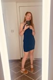 This dress is so great. Fits true to size. Doesn't ride up. Fabric is good quality, on the thicker side. You do not need to wear pasties or a backless bra if your chest size is smaller. - Amanda C.