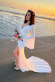 The dress is absolutely gorgeous!! It is high quality and I couldn't believe how well it was made for the price. The fit was amazing and the dress is very flattering. It is true to size and I washed it on the gentle cycle after our vow renewal and hung it dry and it came out perfect!! A must buy!! - Katie S.