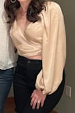 Wore this for NYE and it is gorgeous. The material is beautiful, sleeves are nice and long. If the top was a bit longer and didn't ride up, it would have been perfect but still love this top. - Rebecca S.