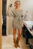 I wore this sassy sweater dress for New Years and got so many compliments. It hugs all the right places! Love the fit and style! - Jodie F.