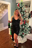 Material is soft and shiny. I went a size up because I wanted it to look lose and have that draped effect! It was perfect and I got so many compliments - Nichole M.