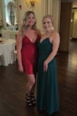 I ordered this dress for a winter wedding & the color is amazing; just as pictured! It definitely runs a little small; I would normally wear a medium, but needed to size up to a large given there is no stretch under the bust. However, when I sized up the straps were too long & needed to be hemmed.

Otherwise, this dress was wonderful! I got so many compliments & the length was perfect, would say it still hit "mini" even when sizing up. - Brenna M.