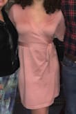 Looks fantastic on the model but I definitely should've sized down to compensate. Wasn't flattering at any angle, tying the dress was much more difficult than it needed to be, and it didn't hug my curves because the dress itself was kinda heavy. Super bummed. - Carmela V.