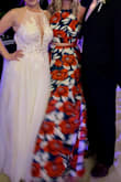 Bold print and beautiful colors. Wore it to a beach wedding. The top has no support. I wore a simple bikini top under it and it worked well. The skirt is long enough to wear wedges/heels. Dancing without shoes was not a problem either! It's very pretty!!!! - Ketlin V.