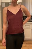 Didn't end up keeping this only because I have another burgundy camisole already - I wish I had found this one first! The twist back is very flattering and I could see wearing this a lot. I personally prefer to use nipple covers with camisoles like this but to each their own! - Amanda P.