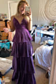 Obsessed with the vibrancy in this dress and the material. It is a perfect length on me when I'm wearing heels that are 4in but too long when I'm barefoot but I'm also 5'5 so if you're shorter than me you might need to get it tailored. The color is perfect and just like the photo! - Paige R.