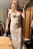 This dress fits perfectly! It tapers a little around the butt/thigh area which gives a great silhouette and makes the booty pop! Very nice, heavy material that makes it look expensive. I was going to buy a dress over 3x the price from David's Bridal and I'm so happy I waited. - Melissa Q.