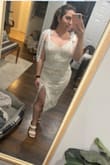 I have such low expectations when buying dresses online. I am short and curvy and things either are super long on me and tight or super long on me and huge! I was going back and forth between medium and large. I am so glad I went with the medium! It fit me perfectly even the midi length! Highly recommend this dress! I'll be wearing it to my rehearsal dinner! - Natalie Q.