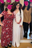 This is a great dress. I received non-stop compliments when I wore to my bridal shower. The dress fit true to size and did not itch. I was wearing bedazzled shoes and the dress was catching on them, so I did have to change to shoes without embellishments. I also needed to use some fabric tape for the bust. Overall, I would recommend this dress! - Danica A.