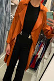 This duster is a beautiful color, especially for fall. I paired it with an outfit for my friend's bridal shower that had a specific color scheme. Got lots of compliments!! Just make sure to steam it when you get it and hang it to keep it from wrinkling. - Kellyn S.