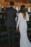 I ordered this dress last minute for my postponed wedding reception. I received so many compliments and felt great in it! It was a tad big on the waist and the sleeves were too long. I got minimal alterations done and it fit perfectly! - Alyssa S.