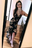 Perfect! I can't wait to wear it. I love the mermaid, high low cut. I bought it in all the colors haha. I'm wearing 4.5 in heels for reference if you are short like me and worried about length. - Maria I.