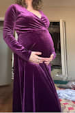 I loved this dress so much, for a different occasion I definitely would have kept it, but I ended up returning and going with another option that was more bump-friendly, and complimented my vision for my maternity shoot better. I also didn't feel like it photographed well because the weird patterns on the velvet from shipping stood out, I'm not sure if there is a way to fix that but in my test photos, I really didn't like the imprinted texture and marks on the velvet.
Pros are: it is a heavy dress, high quality, felt so classic, and made me feel like a medieval princess.
Highly recommend for engagement photos and special occasions but not the most bump-friendly dress. - Katie B.