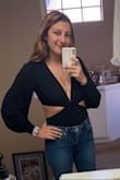 I love this top! You can dress it up or dress it down! So so cute. It really is made of such nice material as well and it's really comfortable. The material feels thick where it needs to be but it also is thin on the floating part of the sleeve. The perfect breathable fabric. - Christine P.