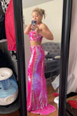 This is the perfect color for a girly girl. I'm wearing it to my "alpha prom". I'm really short, so I'm actually gonna have the waist taken down an inch or two because the top and skirt connect on me. I'm also hoping to put a slit into it and a bustle bracelet so I can hold it up to dance! The front is shorter and I don't think I'll need the bottom hemmed with heels on. Wish me luck because I'm so excited because I never got to go to my prom 20 years ago. - Sabrina C.