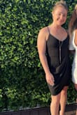 This black dress is everything! It's classy, sexy, and perfect for any type of event. I wore this for a fancy dinner at a bachelorette party and will wear it for a future wedding. It's very flattering, covers the tummy imperfections, and gives you curves. I'm a very true medium and ordered a medium. Wish the straps were adjustable but other than that the dress is perfect. - Olivia H.