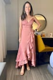 This dress fits me perfectly and looks like it cost way more than it does. I'm on the shorter side at 5'3" and 32b chest, but it still is so flattering. I'm wearing it for my sister's wedding in June and cannot wait! - Amy A.