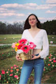This crop top is super cute and soft. The sleeves never slipped off my shoulders either! - Emily C.
