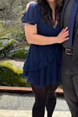 This dress is quite short so be aware! I wore this to a wedding outside (cold weather) so it didn't seem too short. - Heidi C.